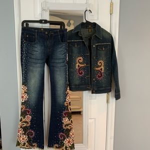 Amanda Adams  couture Jeans and jean jacket set